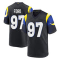 Cooneas LA.Rams #97 Poona Ford Player Black Midnight Rivalries Collection Home Game Stitched Jerseys