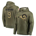 Cooneas LA.Rams #9 Matthew Stafford Player Olive Salute to Service Pullover Hoodies Home Game Stitched Jerseys
