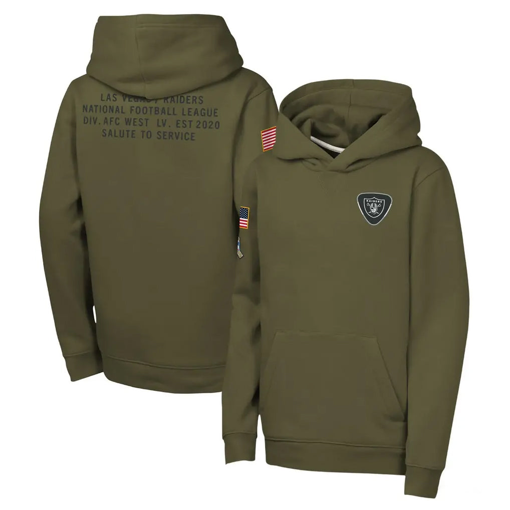 Cooneas LV.Raiders Olive Salute to Service Pullover Hoodies Limited Blank Player Stitched Jerseys