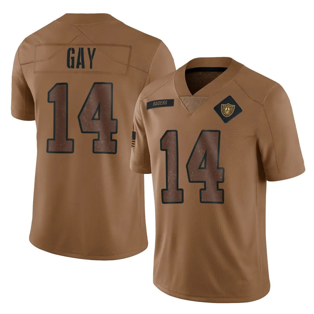 Cooneas LV.Raiders #14 Matt Gay Player Brown Salute To Service Limited Stitched Jerseys