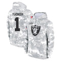 Cooneas LV.Raiders #1 Tre Tucker Player Arctic Camo Salute to Service Hoodies Limited Game Stitched Jerseys