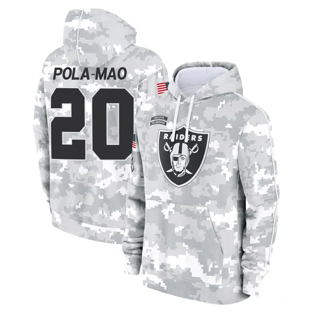 Cooneas LV.Raiders #20 Isaiah Pola-Mao Player Arctic Camo Salute to Service Hoodies Limited Game Stitched Jerseys