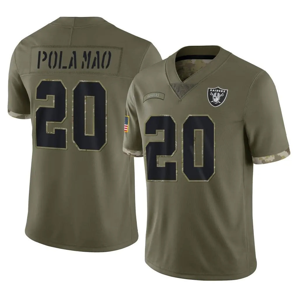 Cooneas LV.Raiders #20 Isaiah Pola-Mao Player Olive Salute To Service Limited Stitched Jerseys