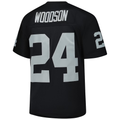 Cooneas LV.Raiders #24 Charles Woodson Mitchell & Ness Black Legacy Replica Jersey Stitched Puhic