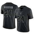 Cooneas LV.Raiders #24 Charles Woodson Player RFLCTV Limited Black Stitched Jerseys