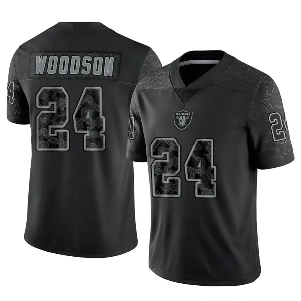 Cooneas LV.Raiders #24 Charles Woodson Player RFLCTV Limited Black Stitched Jerseys
