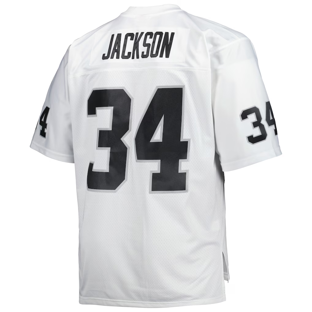 Cooneas LV.Raiders #34 Bo Jackson Mitchell & Ness White Big & Tall 1988 Retired Player Replica Stitched Puhic Jersey
