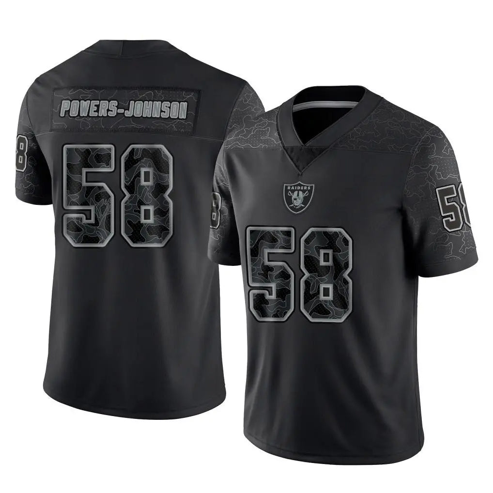 Cooneas LV.Raiders #58 Jackson Powers-Johnson Player Black Reflective Limited Game Stitched Jerseys