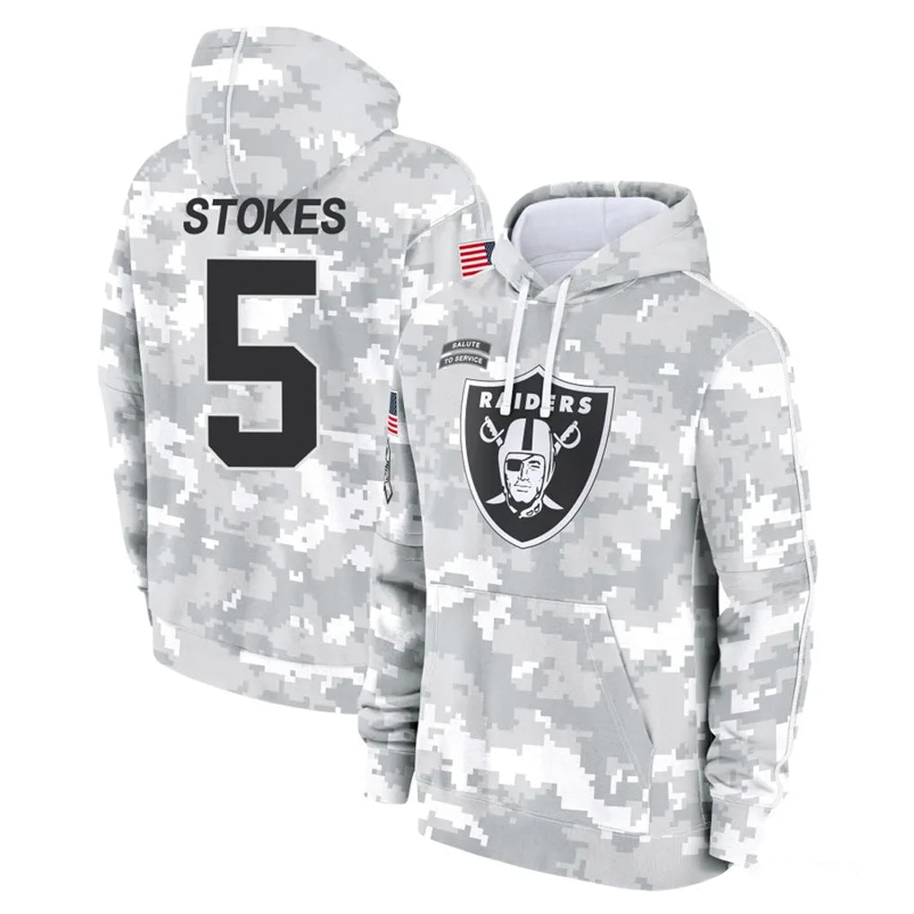 Cooneas LV.Raiders #5 Eric Stokes Player Arctic Camo Salute to Service Hoodies Limited Game Stitched Jerseys