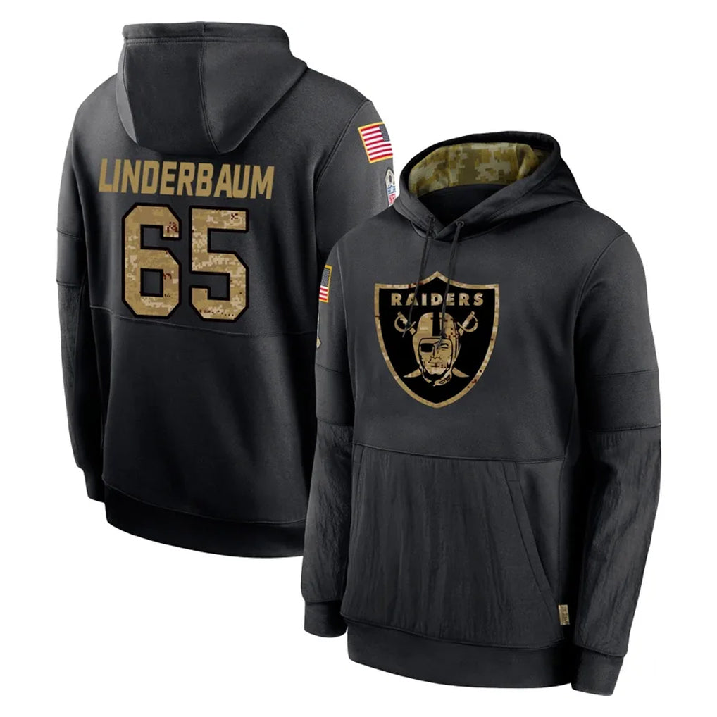 Cooneas LV.Raiders #65 Tyler Linderbaum Player Black Salute to Service Hoodies Limited Game Stitched Jerseys