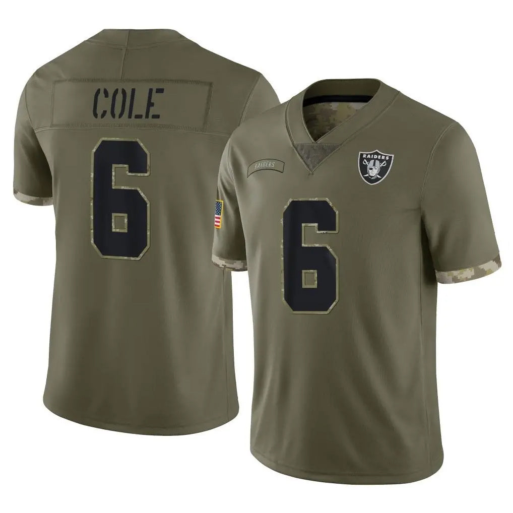 Cooneas LV.Raiders #6 A.J. Cole Player Olive Salute To Service Limited Stitched Jerseys