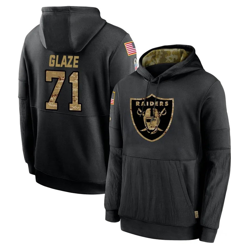 Cooneas LV.Raiders #71 DJ Glaze Player Black Salute to Service Hoodies Limited Game Stitched Jerseys
