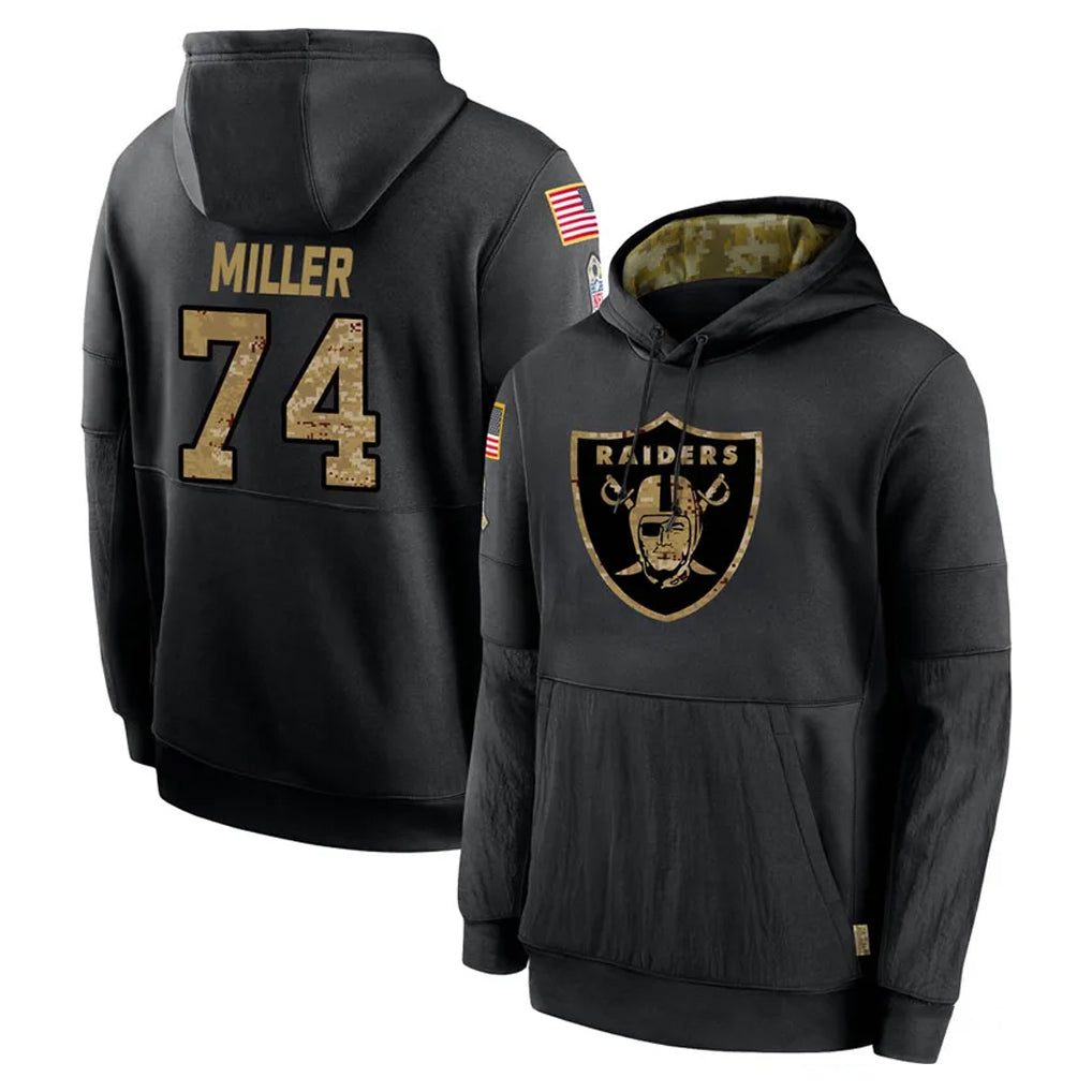 Cooneas LV.Raiders #74 Kolton Miller Player Black Salute to Service Hoodies Limited Game Stitched Jerseys