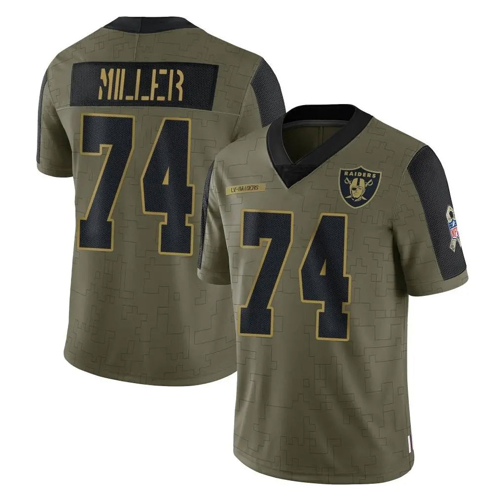 Cooneas LV.Raiders #74 Kolton Miller Player Olive Salute To Service Limited Game Stitched Jerseys