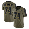 Cooneas LV.Raiders #74 Kolton Miller Player Olive Salute To Service Limited Game Stitched Jerseys