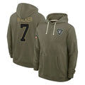 Cooneas LV.Raiders #7 Quay Walker Player Olive Salute to Service Pullover Hoodies Limited Stitched Jerseys
