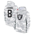 Cooneas LV.Raiders #8 Kirk Cousins Player Arctic Camo Salute to Service Hoodies Limited Game Stitched Jerseys