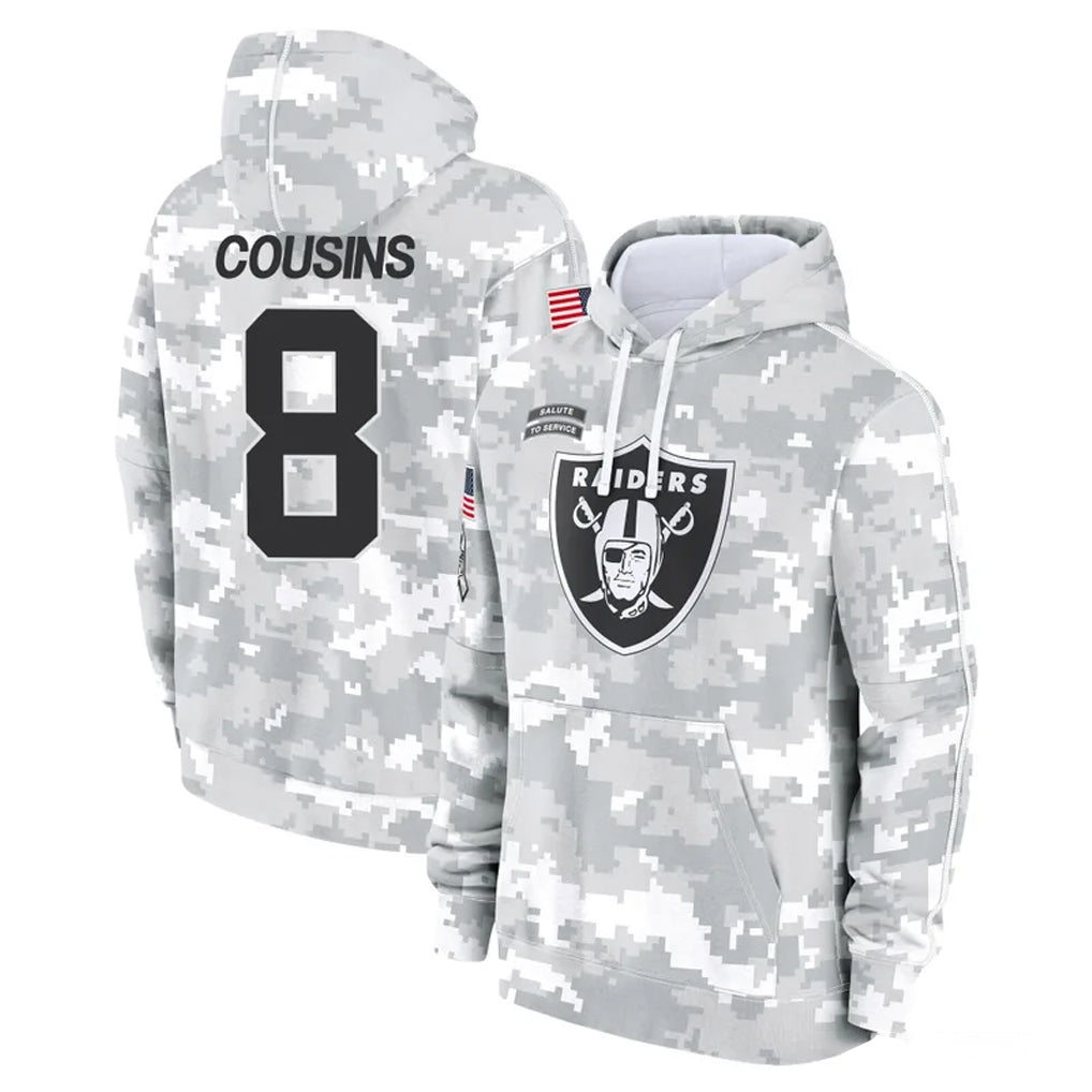 Cooneas LV.Raiders #8 Kirk Cousins Player Arctic Camo Salute to Service Hoodies Limited Game Stitched Jerseys