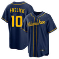 Cooneas M.Brewers #10 Sal Frelick Player Navy Home Game Stitched Jerseys