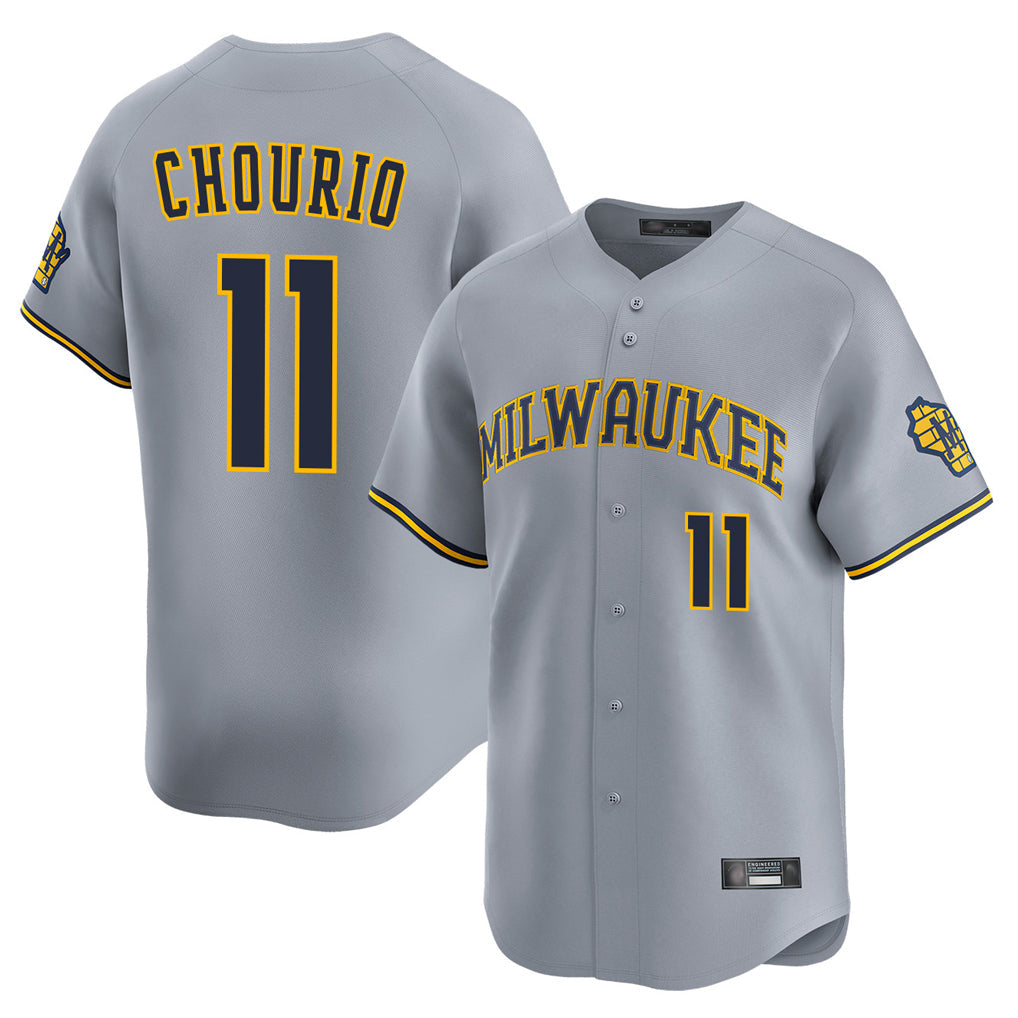Cooneas M.Brewers #11 Jackson Chourio Player Gray Home Limited Stitched Jerseys