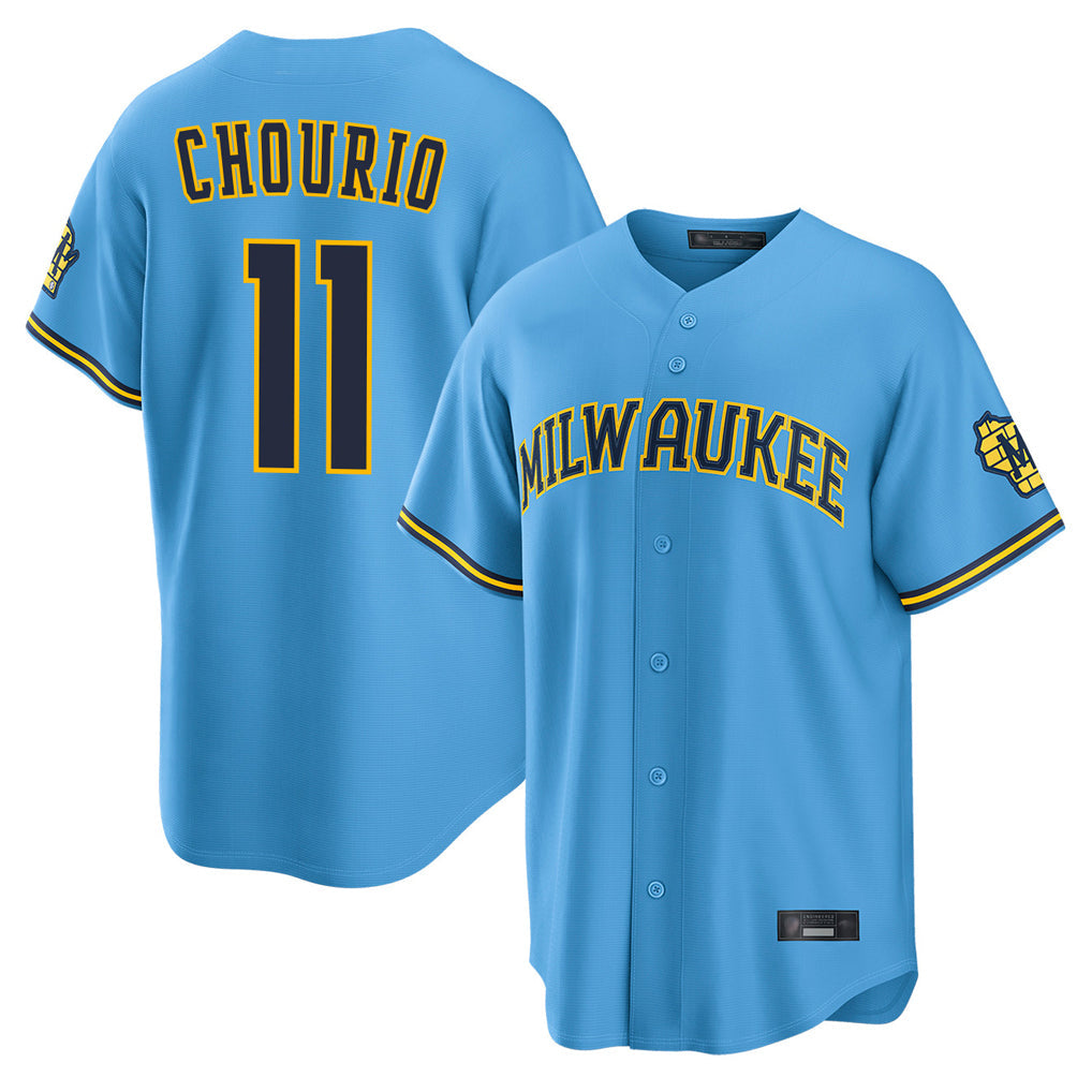 Cooneas M.Brewers #11 Jackson Chourio Player Light Blue Road Stadium Game Stitched Jerseys