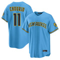Cooneas M.Brewers #11 Jackson Chourio Player Light Blue Road Stadium Game Stitched Jerseys