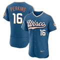 Cooneas M.Brewers #16 Blake Perkins Player Blue 2026 City Connect Home Limited Elite Stitched Jerseys