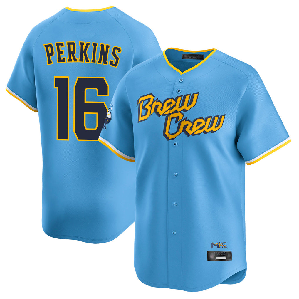 Cooneas M.Brewers #16 Blake Perkins Player Light Blue Road Stadium Game Stitched Jerseys