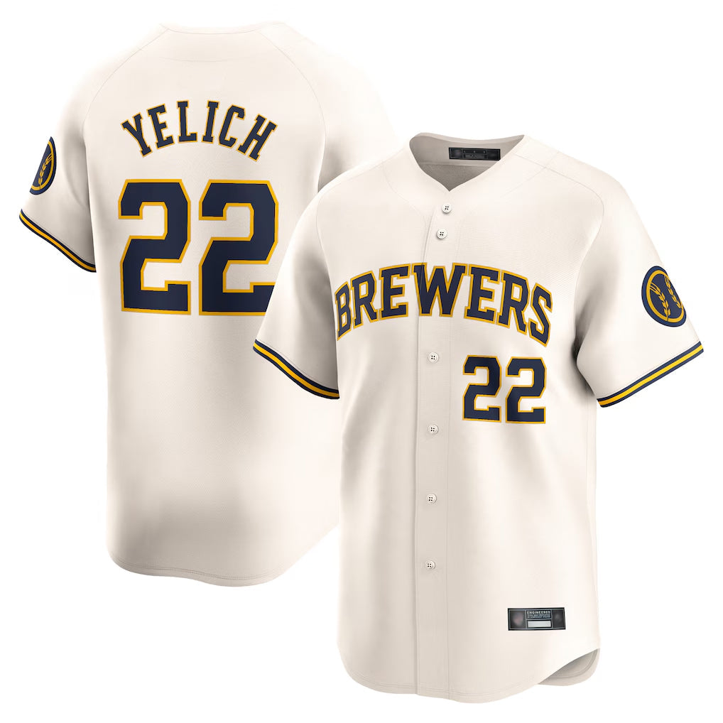 Cooneas M.Brewers #22 Christian Yelich Player Cream Home Limited Stitched Jerseys