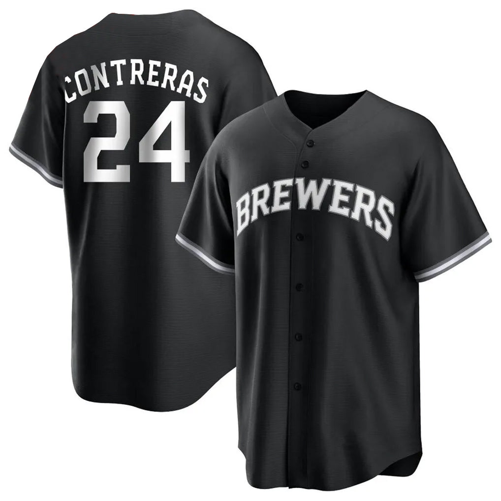Cooneas M.Brewers #24 William Contreras Player Black Game Home Stitched Jerseys