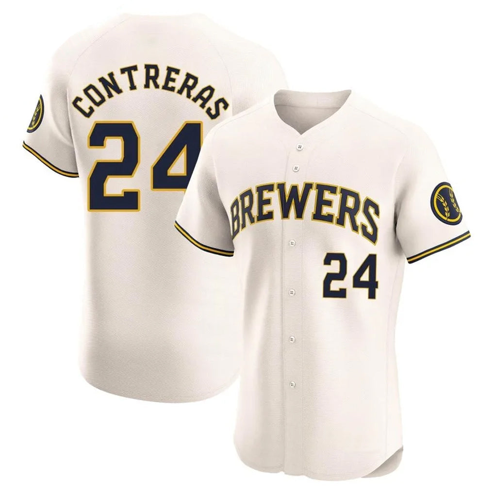 Cooneas M.Brewers #24 William Contreras Player Cream Home Limited Elite Stitched Jerseys
