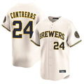 Cooneas M.Brewers #24 William Contreras Player Cream Home Limited Game Stitched Jerseys