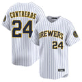 Cooneas M.Brewers #24 William Contreras Player White Stripes Home Limited Game Stitched Jerseys
