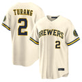 Cooneas M.Brewers #2 Brice Turang Player Cream Home Limited Stitched Jerseys