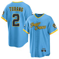 Cooneas M.Brewers #2 Brice Turang Player Light Blue City Connect Home Game Stitched Jerseys