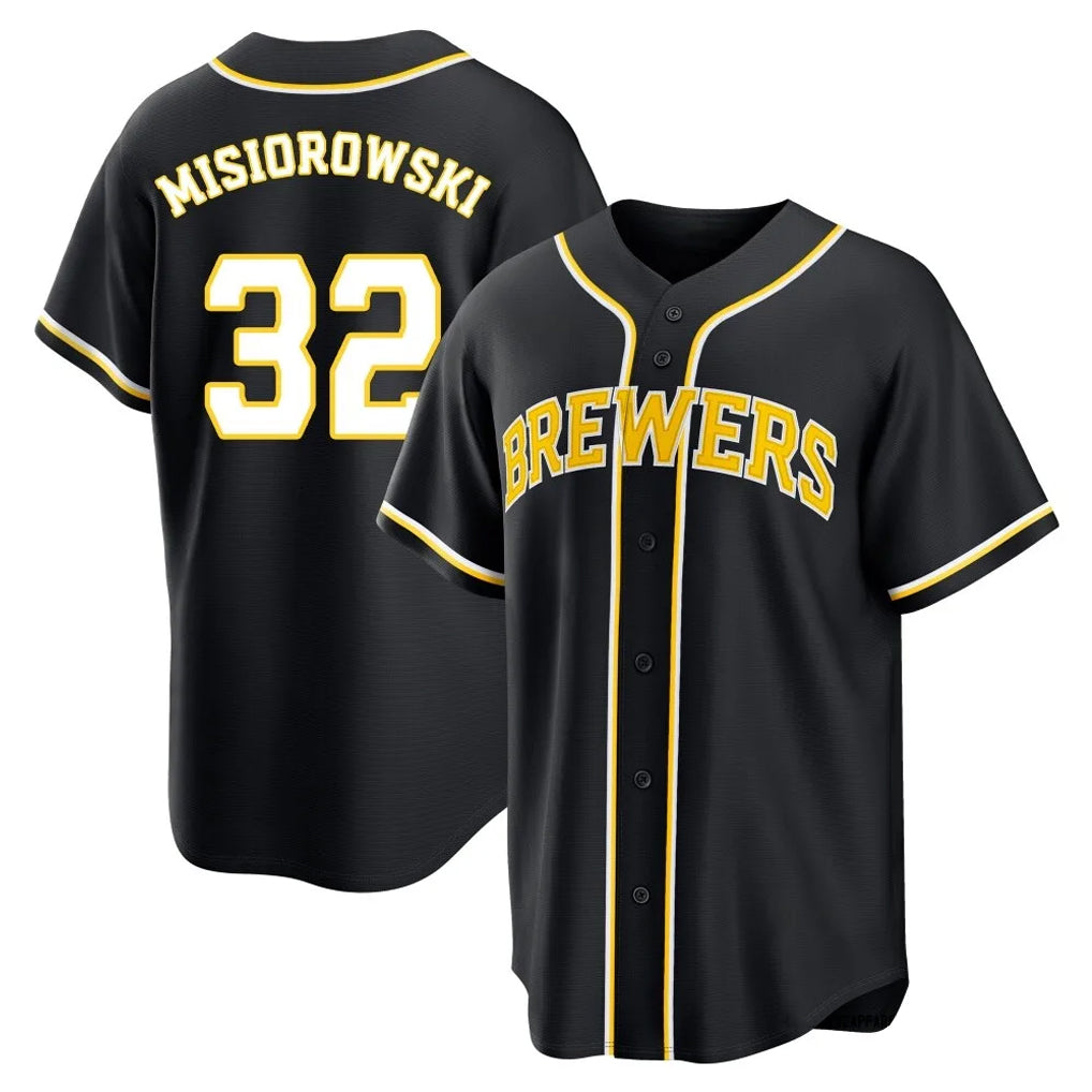Cooneas M.Brewers #32 Jacob Misiorowski Player Black Fashion Out Home Game Stitched Jerseys