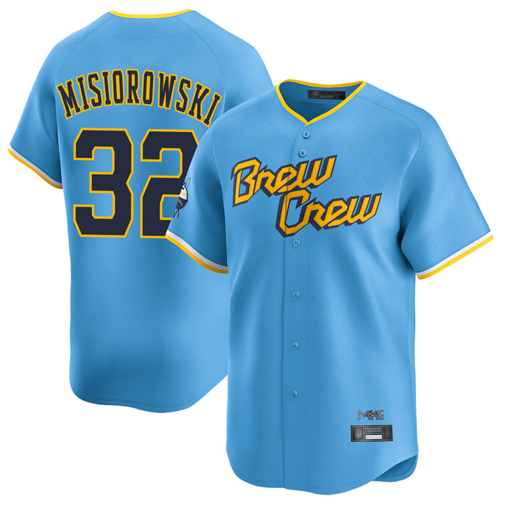 Cooneas M.Brewers #32 Jacob Misiorowski Player Light Blue City Connect Home Limited Stitched Jerseys