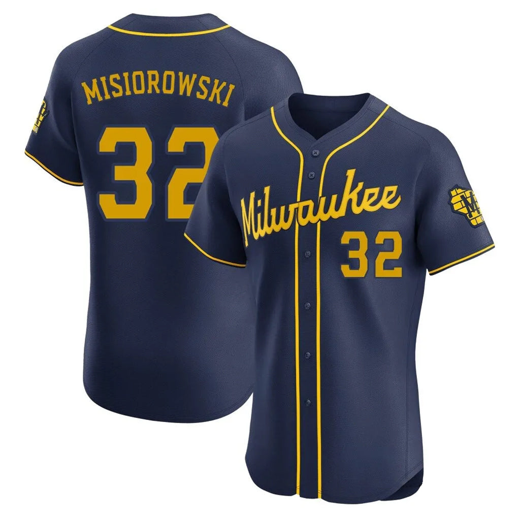Cooneas M.Brewers #32 Jacob Misiorowski Player Navy Home Limited Elite Stitched Jerseys