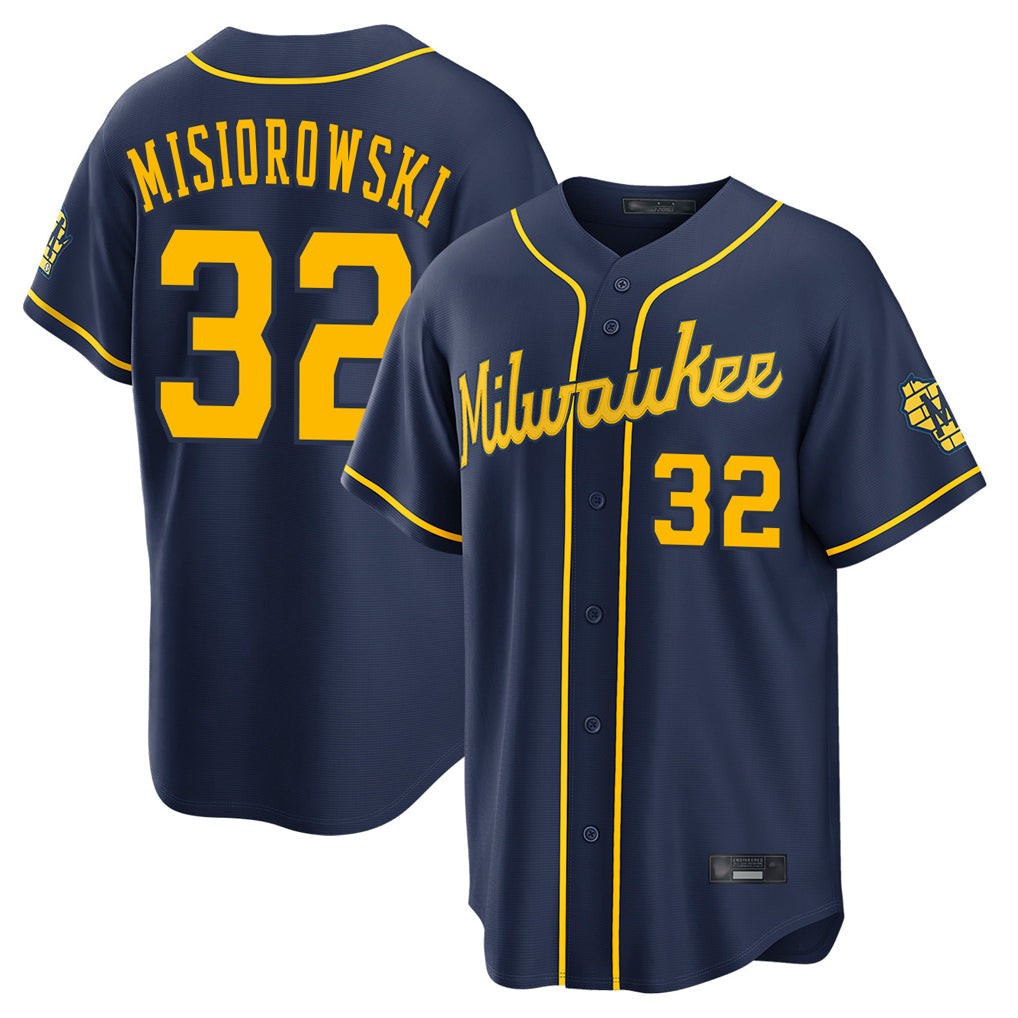 Cooneas M.Brewers #32 Jacob Misiorowski Player Navy Home Stadium Game Stitched Jerseys