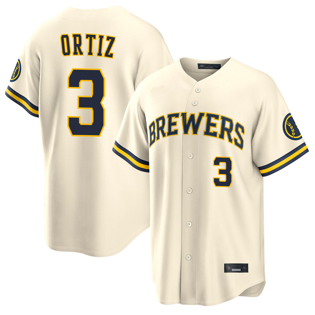 Cooneas M.Brewers #3 Joey Ortiz Player Cream Home Limited Stitched Jerseys