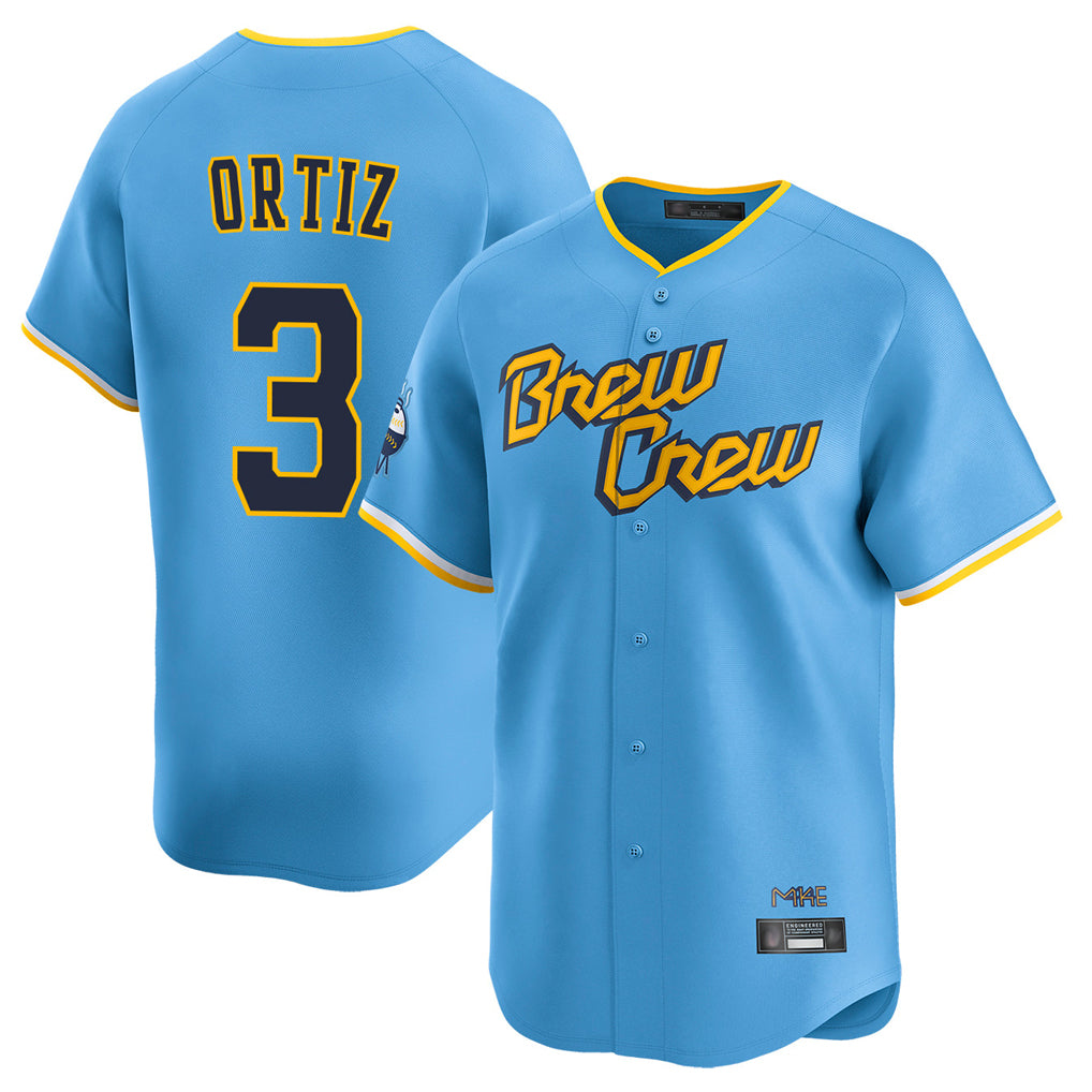 Cooneas M.Brewers #3 Joey Ortiz Player Light Blue City Connect Home Limited Stitched Jerseys
