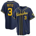 Cooneas M.Brewers #3 Joey Ortiz Player Navy Home Stadium Game Stitched Jerseys