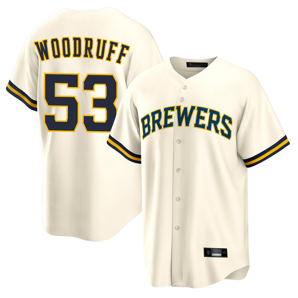 Cooneas M.Brewers #53 Brandon Woodruff Player Cream Home Game Stitched Jerseys