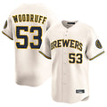 Cooneas M.Brewers #53 Brandon Woodruff Player Cream Home Limited Game Stitched Jerseys