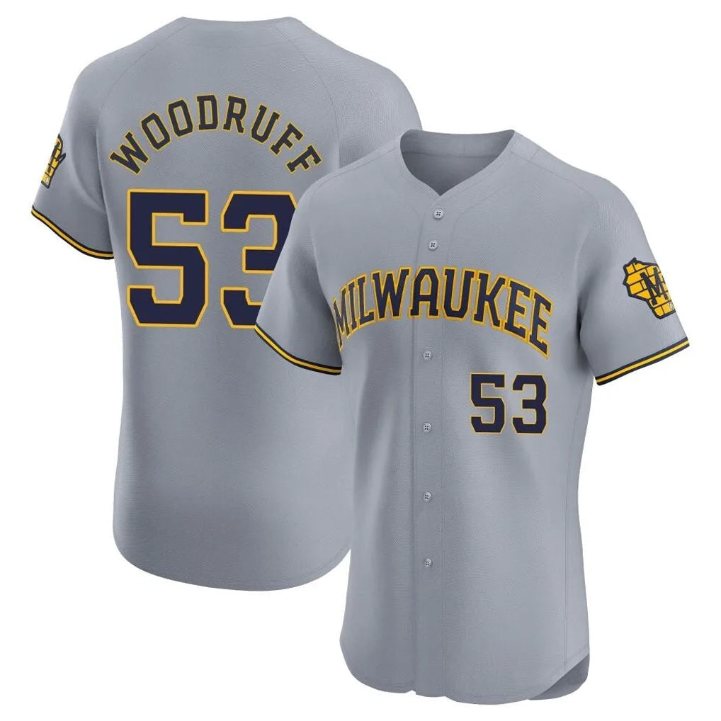 Cooneas M.Brewers #53 Brandon Woodruff Player Gray Home Limited Elite Stitched Jerseys