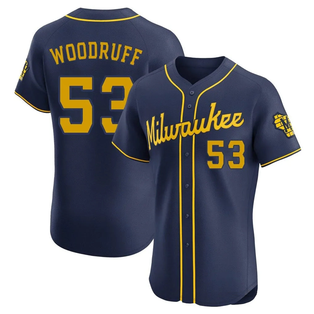 Cooneas M.Brewers #53 Brandon Woodruff Player Navy Home Limited Elite Stitched Jerseys