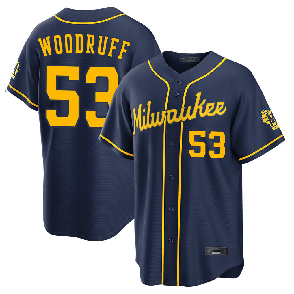 Cooneas M.Brewers #53 Brandon Woodruff Player Navy Home Stadium Game Stitched Jerseys