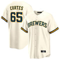 Cooneas M.Brewers #65 Nestor Cortes Player Cream Home Game Stitched Jerseys