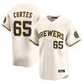 Cooneas M.Brewers #65 Nestor Cortes Player Cream Home Limited Game Stitched Jerseys