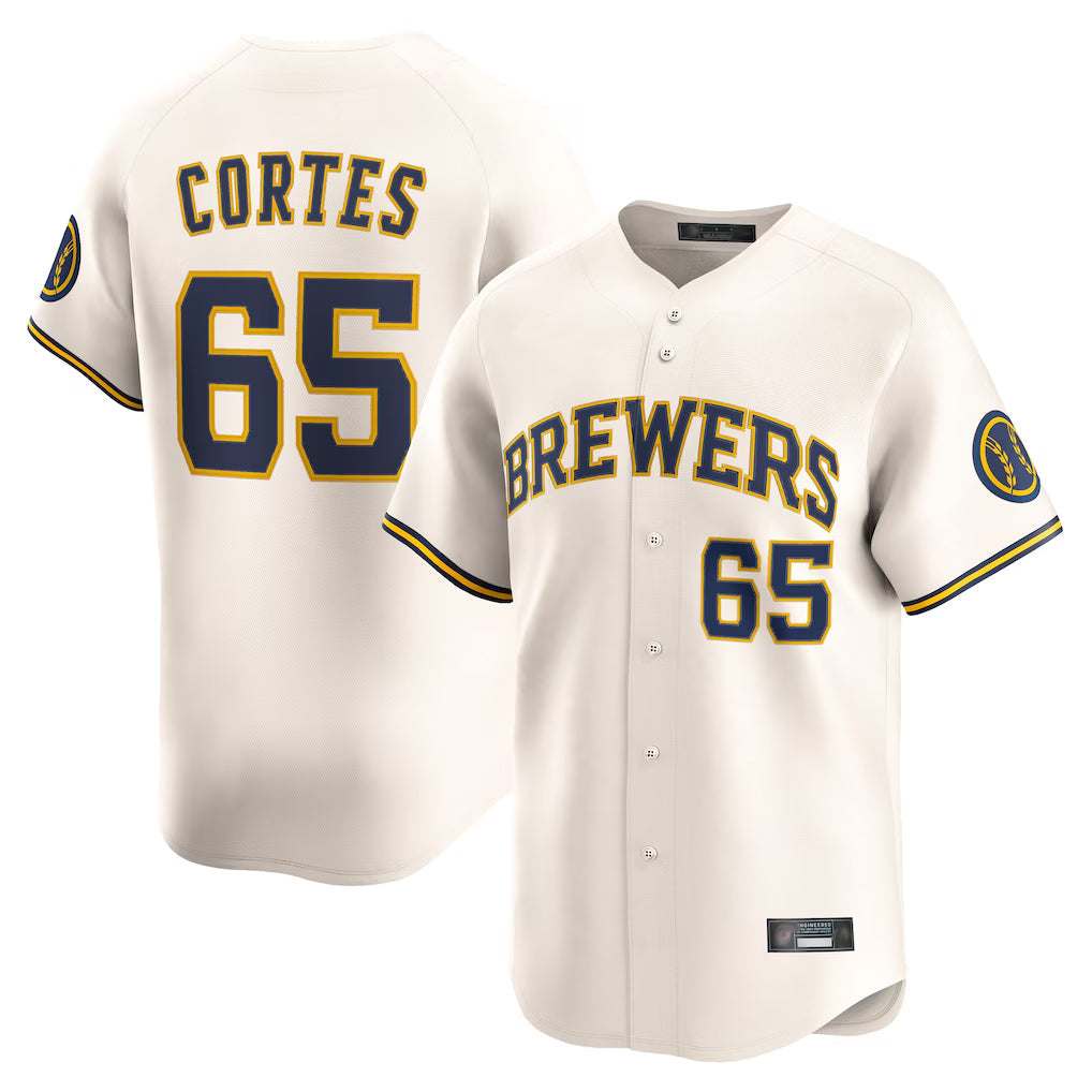 Cooneas M.Brewers #65 Nestor Cortes Player Cream Home Limited Game Stitched Jerseys